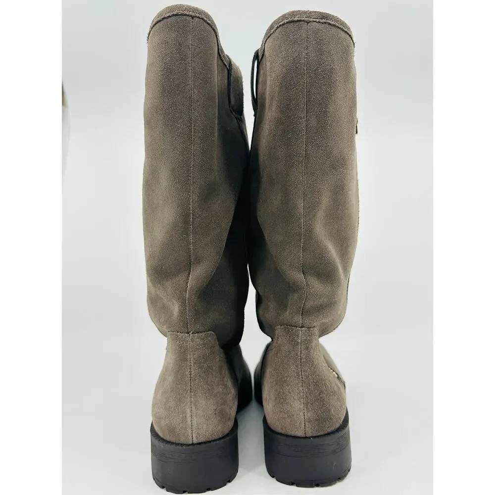 Vionic Women's Mica Grey Water Resistant Suede Mid Calf Zip Boots Size 6.5